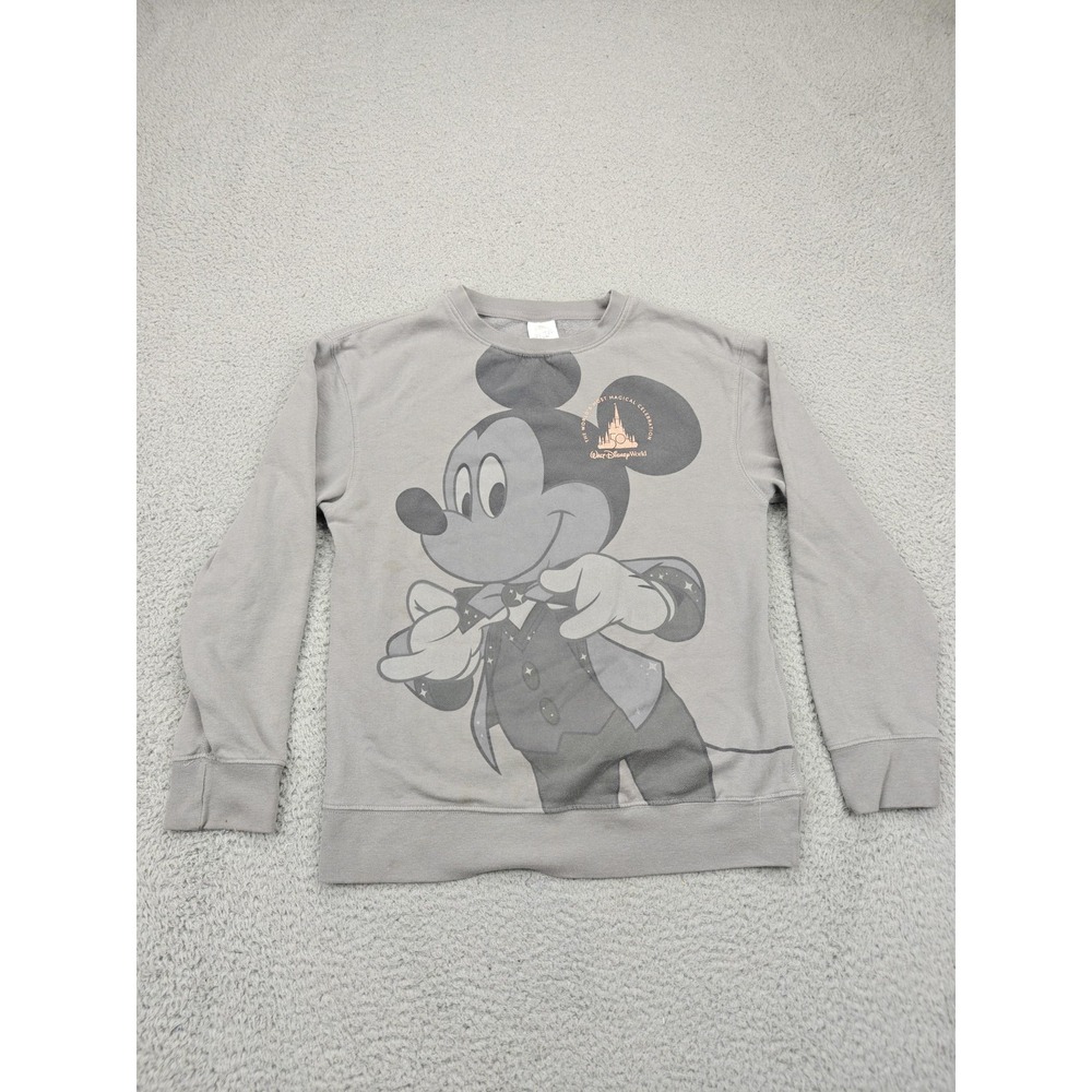Disney Walt Disney‎ World 50th Mickey Mouse Sweatshirt Mens Small Gray Crewneck